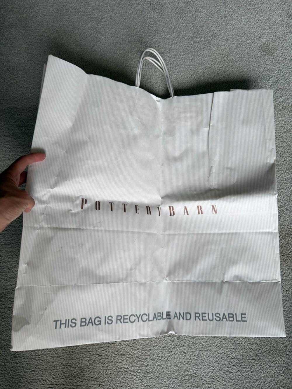 🗽2 LRG Pottery Barn White Shopping Bags